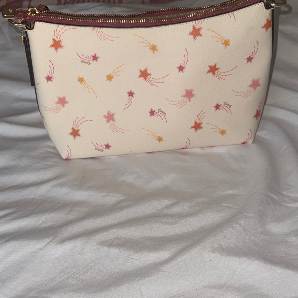 Coach Cream shoulder bag (with strap)with Pink & Orange Shooting Star Print - Picture 2 of 5